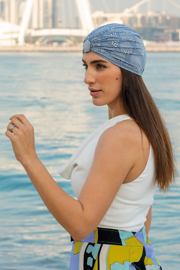 Blue Mirage Silver Crystal Headwrap