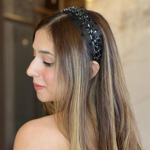 Crystal Mesh Hair Band - Black